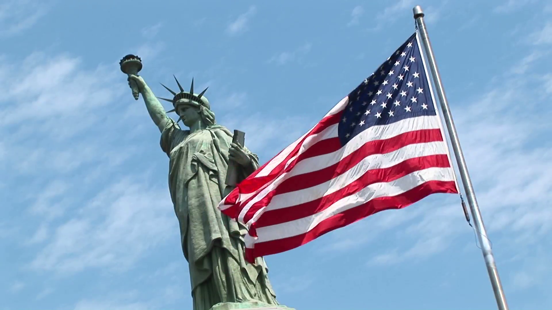 Liberty Statue With United States Flag Background Flag Background My